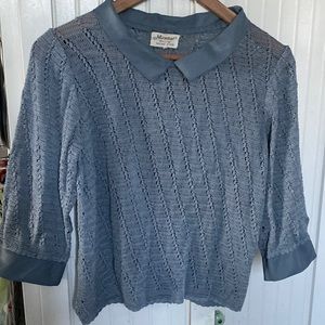 Cotton Handmade Lace Top with Contrast Collar & Cuffs